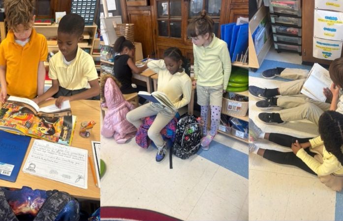  kids reading in class